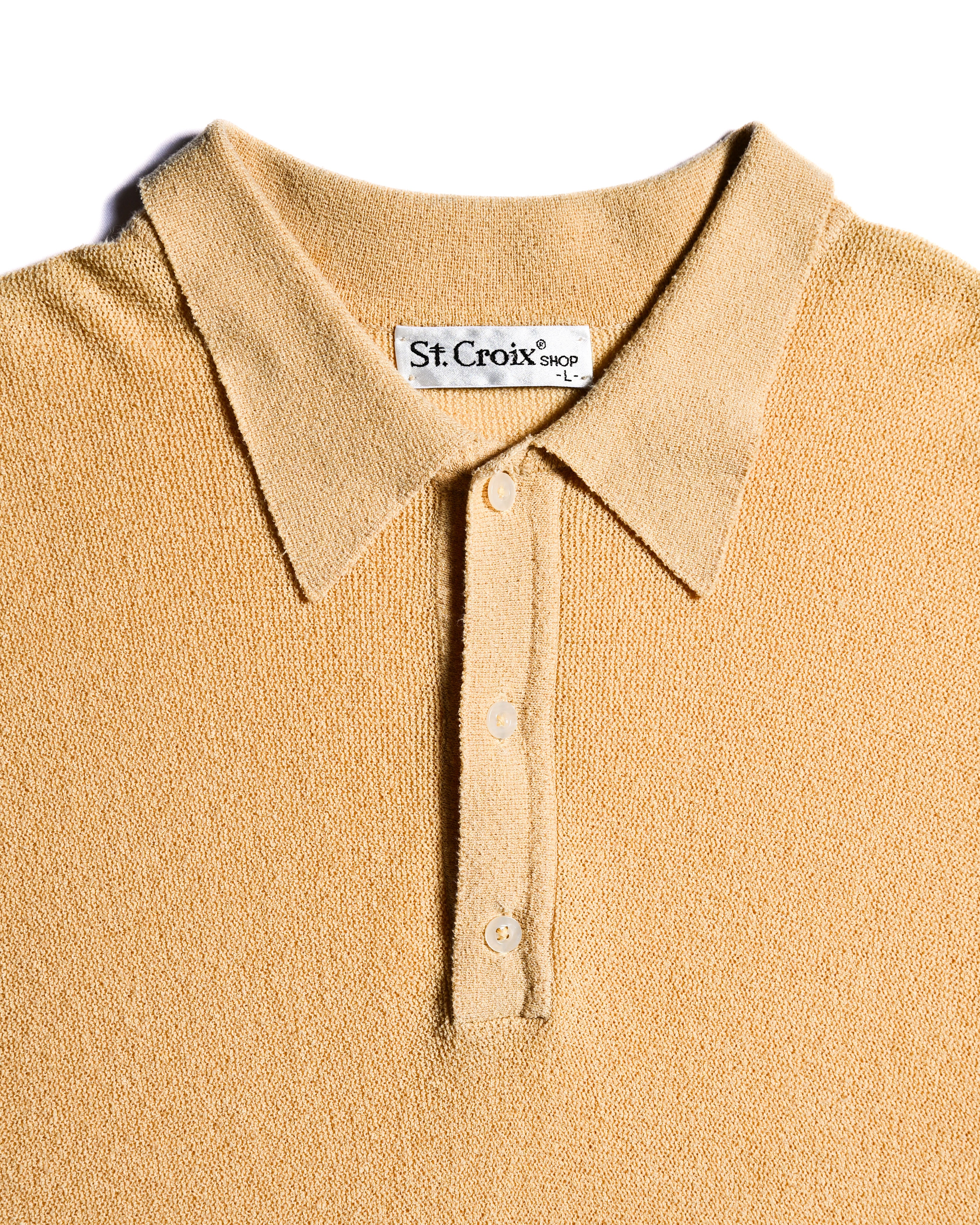 VINTAGE/ Relax Sized Summer Knit Polo Shirt Yellow