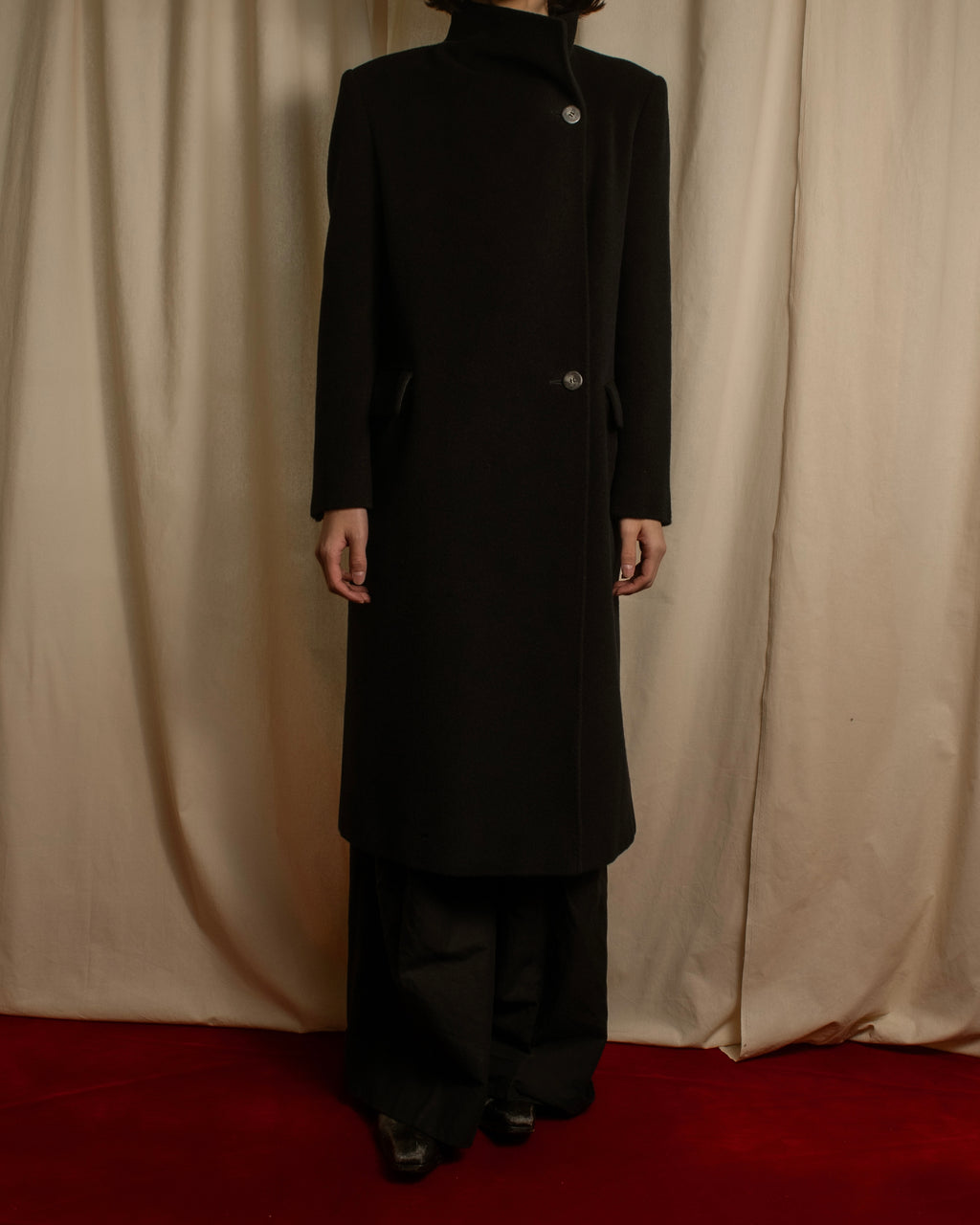 "Max Mara" 90's Asymmetrical front long chester coat