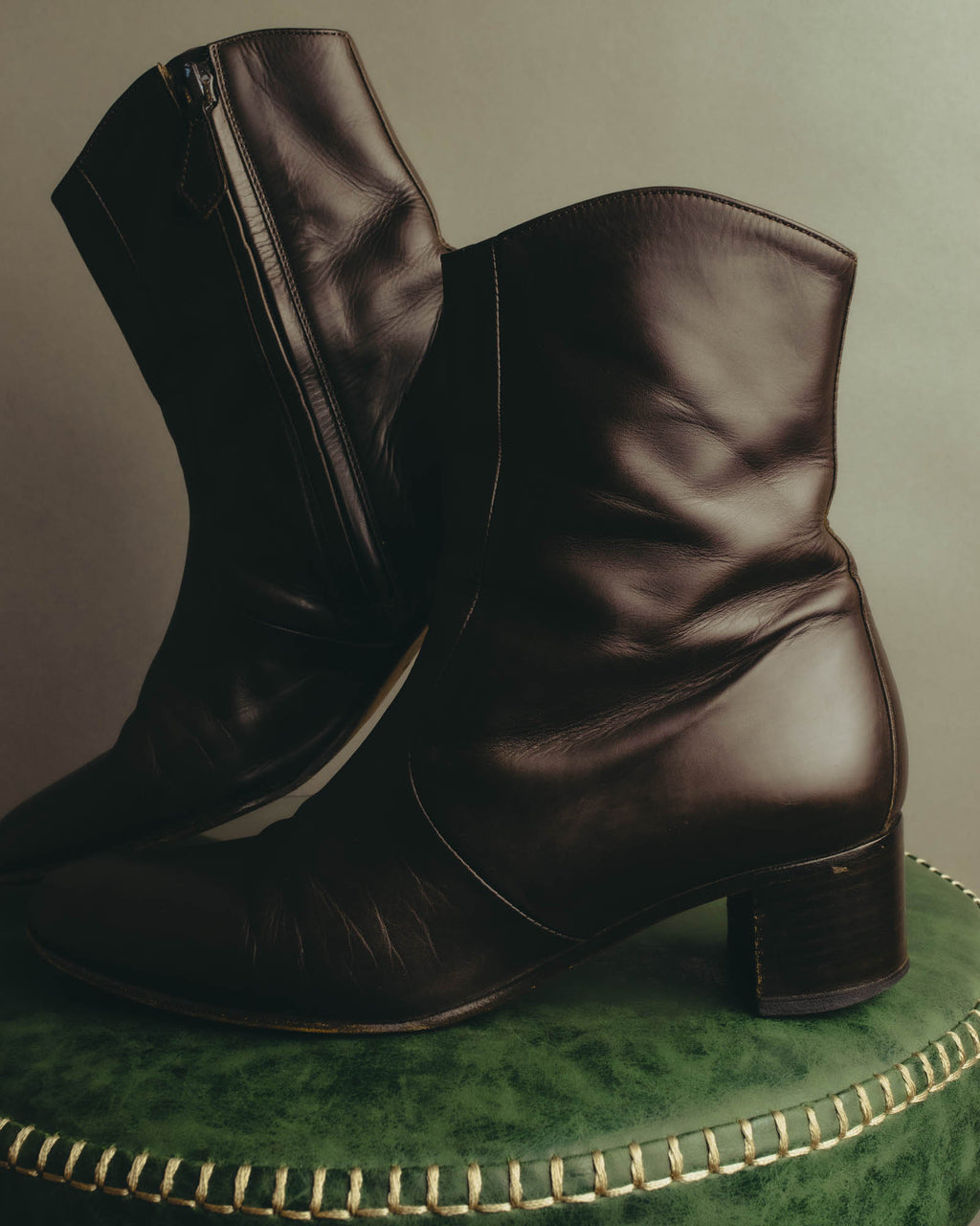 "Hermès" Minimal dark brown leather ankle boots