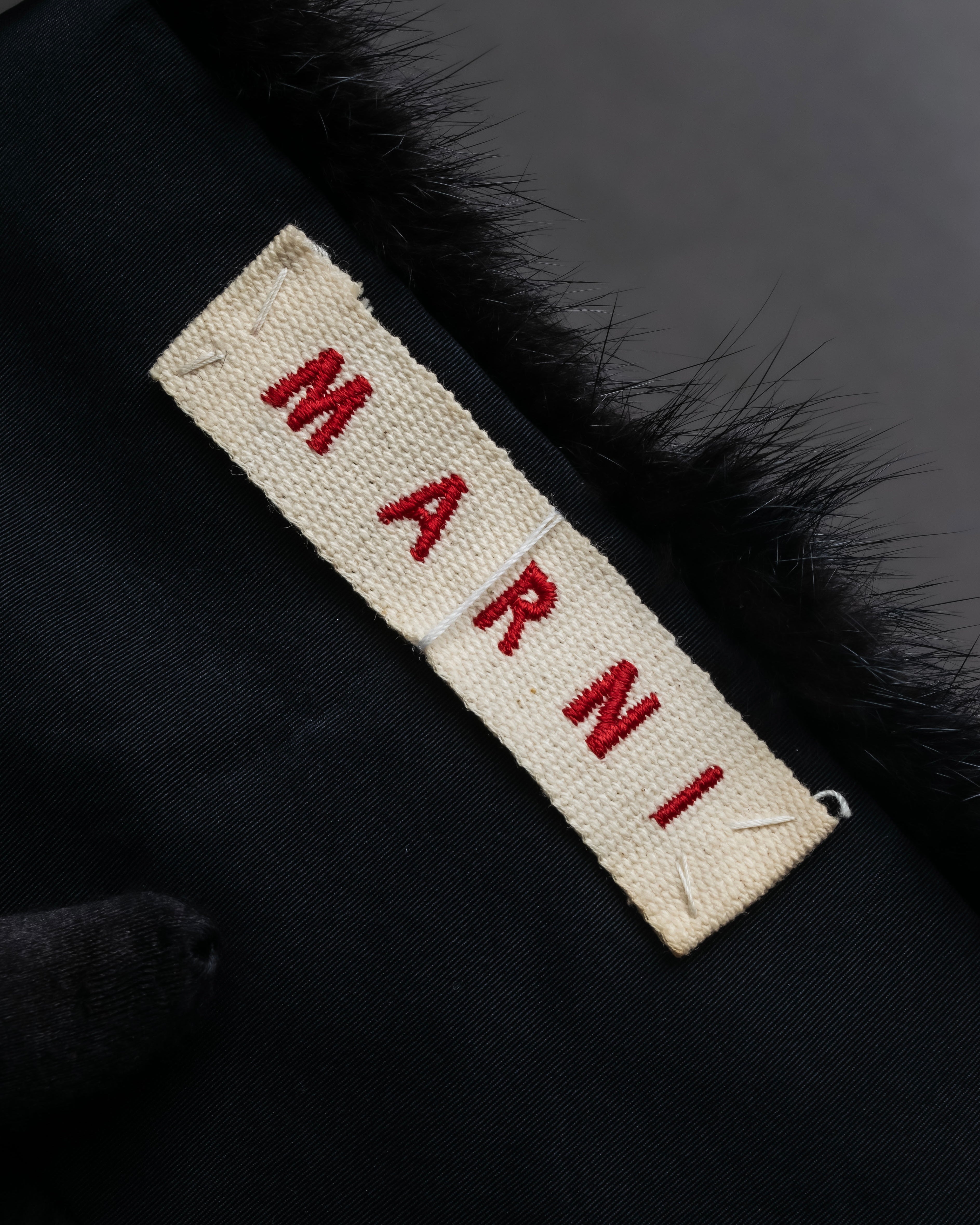 "MARNI" Faux fur collar＆mixed material docking accessory