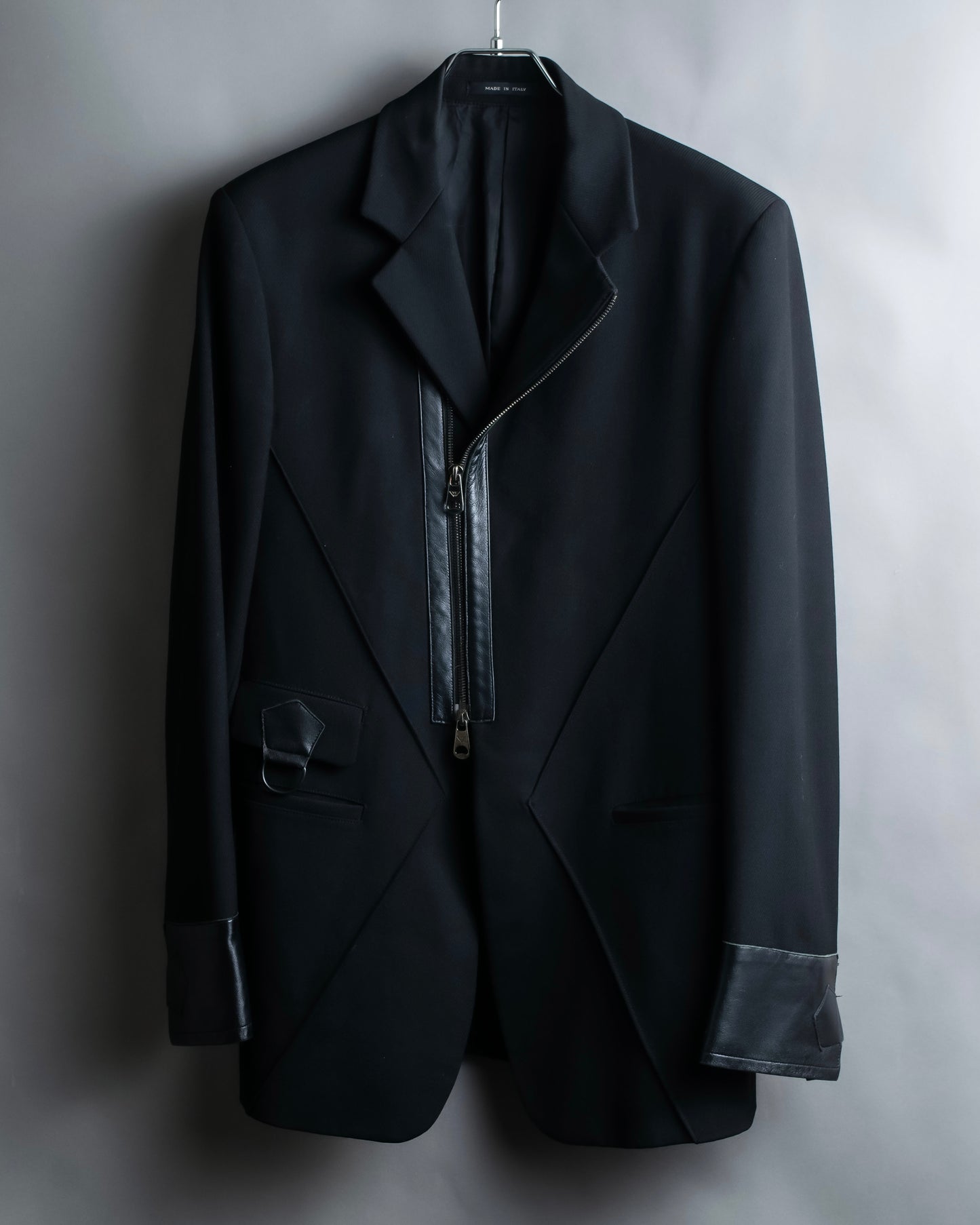 "GIORGIO ARMANI" Riders detail leather switching jacket