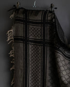 "GUCCI" GG monogram &amp; check pattern fringe large stole