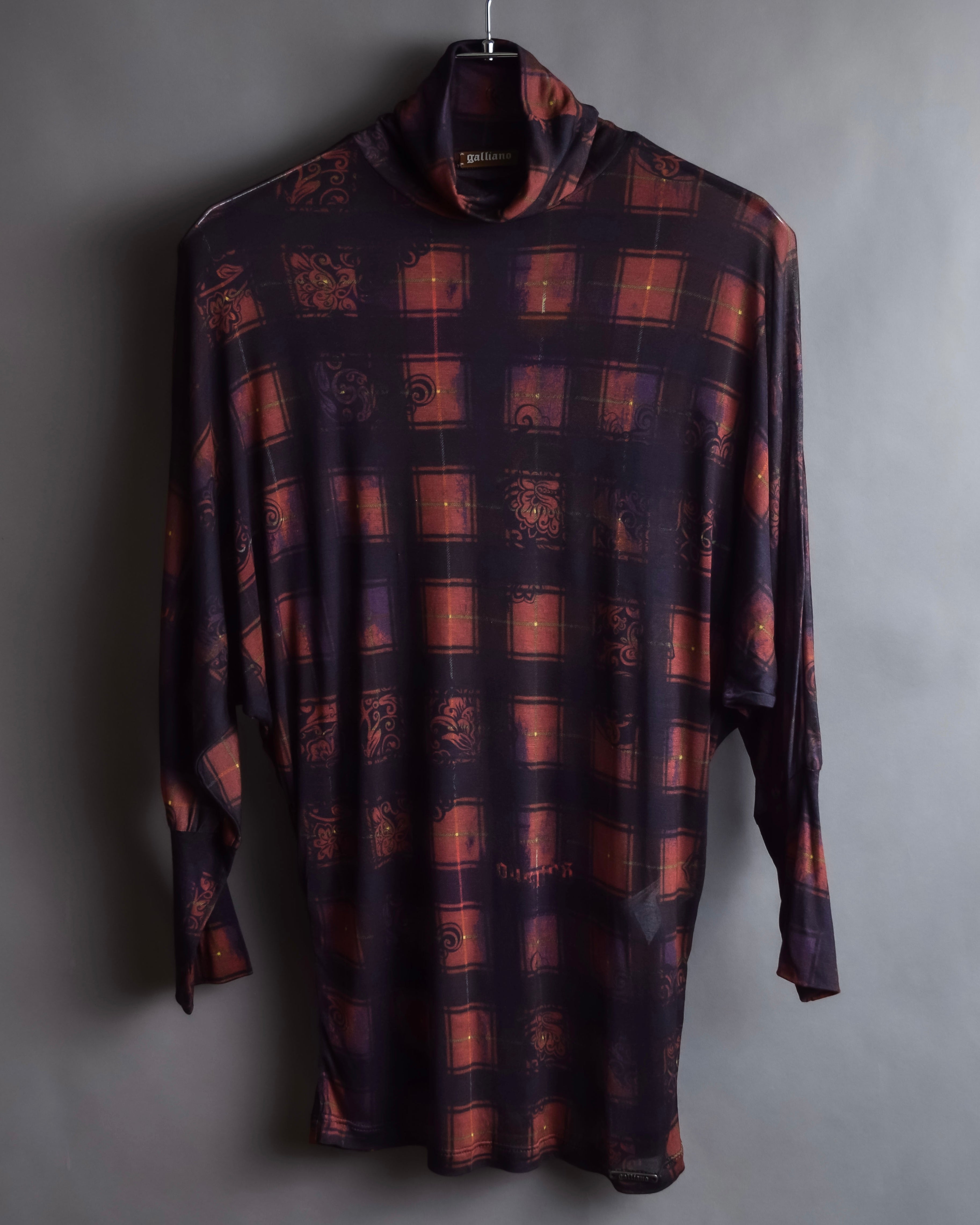 "John Galliano" Layered oriental check pattern pullover