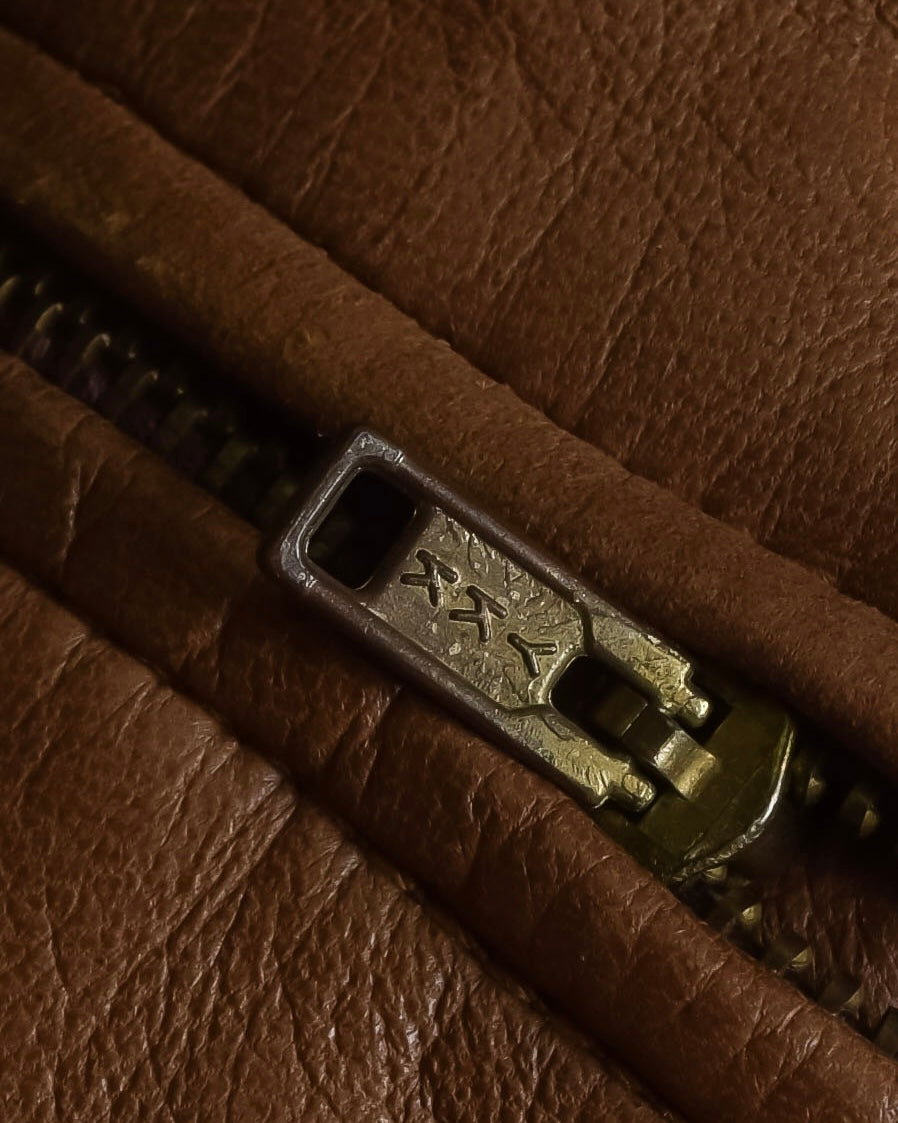 "LOEWE" 80-90's Vintage texture leather zip hoodie