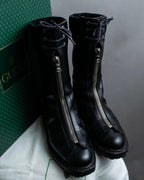 "GUCCI" Front zip design lace-up leather uncle boots