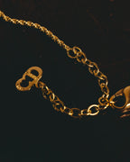 "Christian Dior" 80's-90's Gold monogram pendant necklace