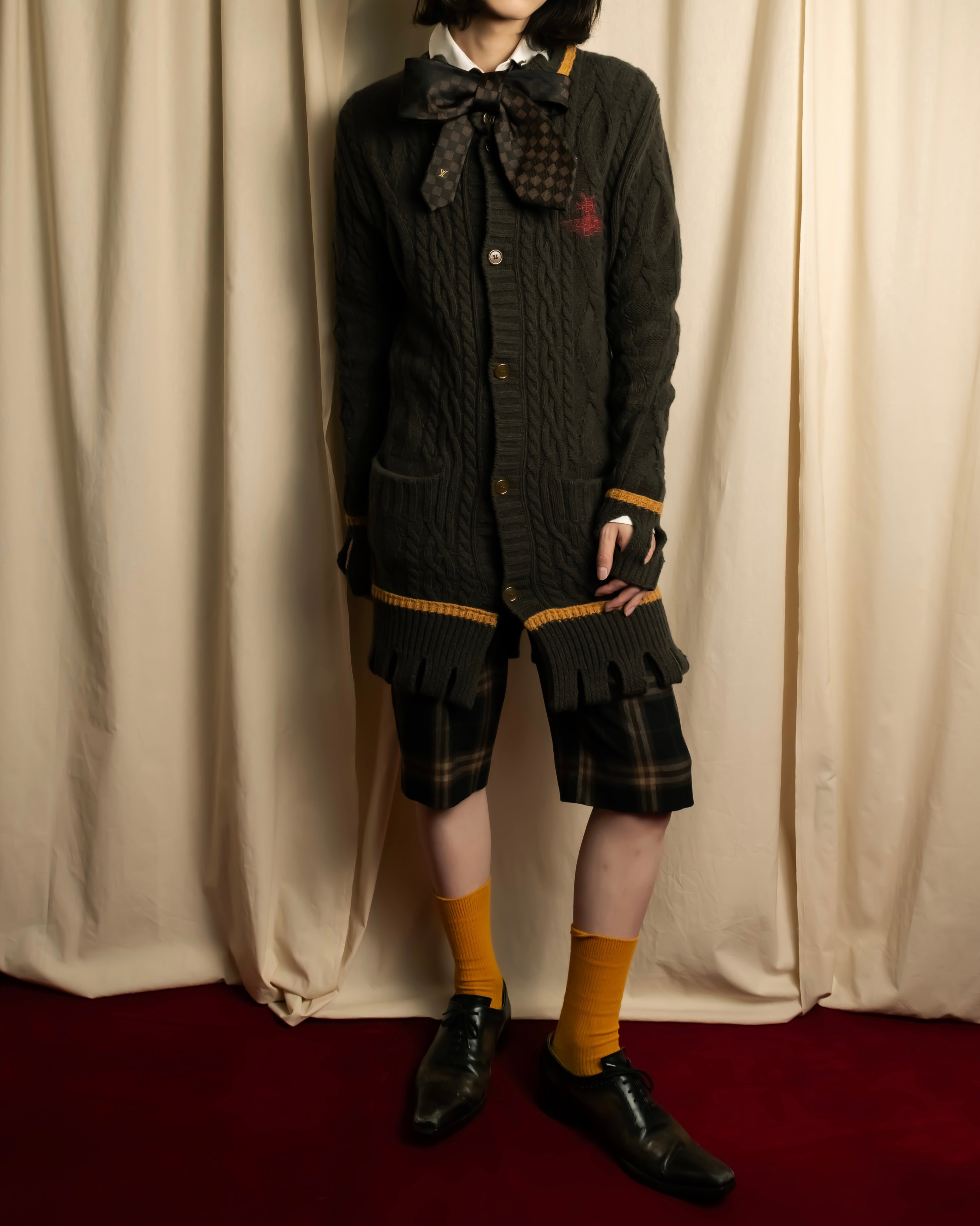 "BURBERRY" Decorative button design check pattern short pants