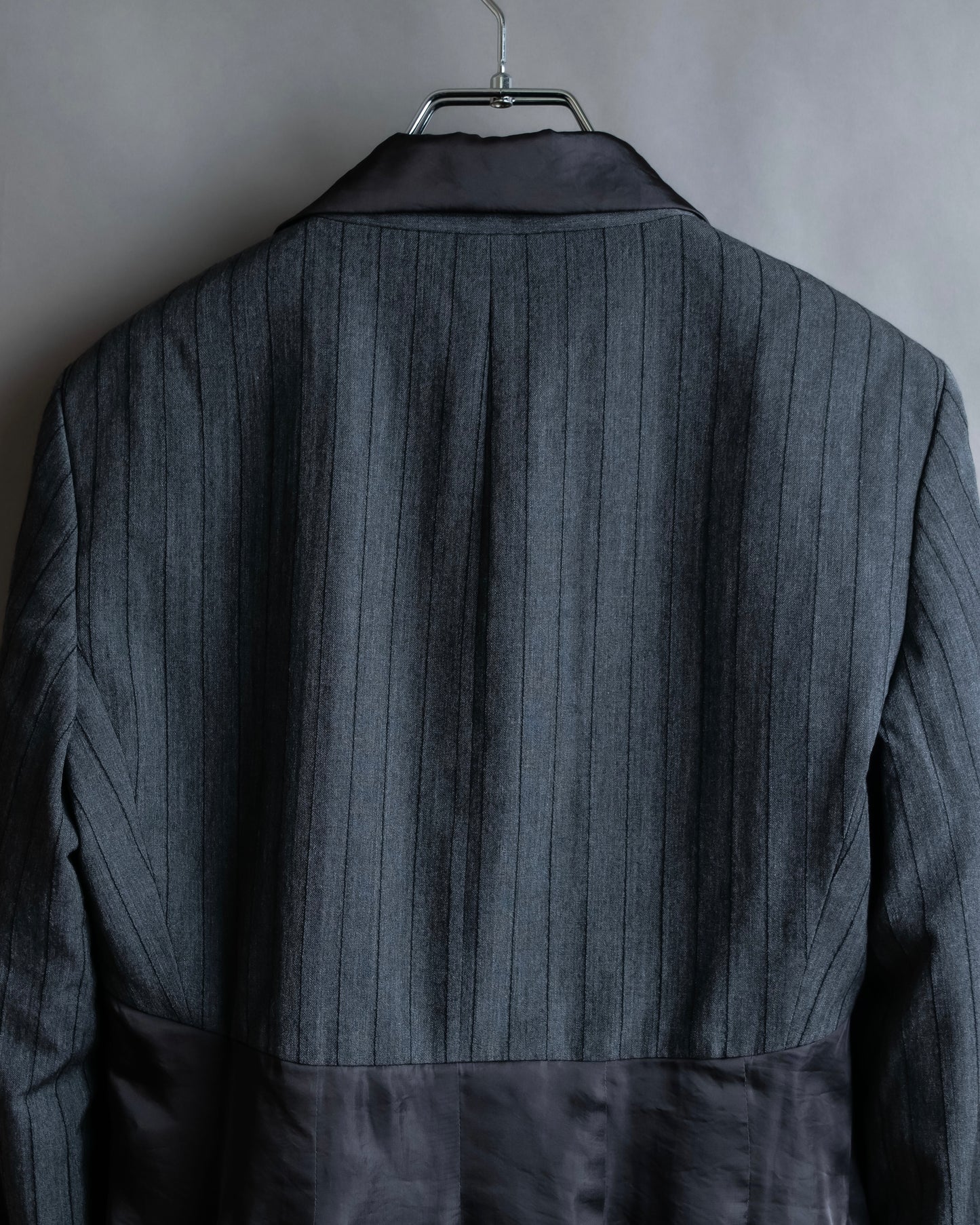 "ISSEY MIYAKE" Different material switching design shape pattern tailored jacket