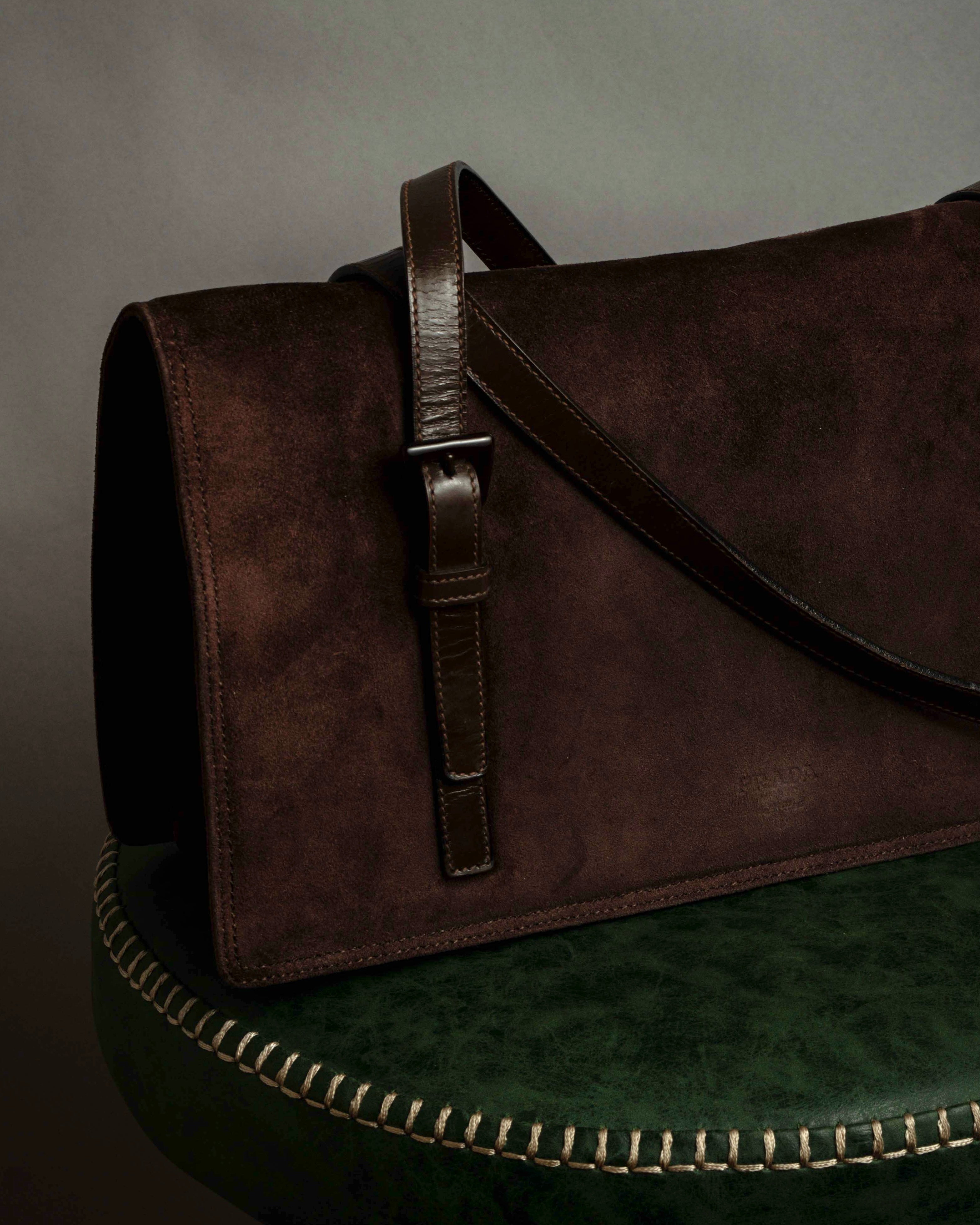 "PRADA" Leather loop strap design suede leather bag