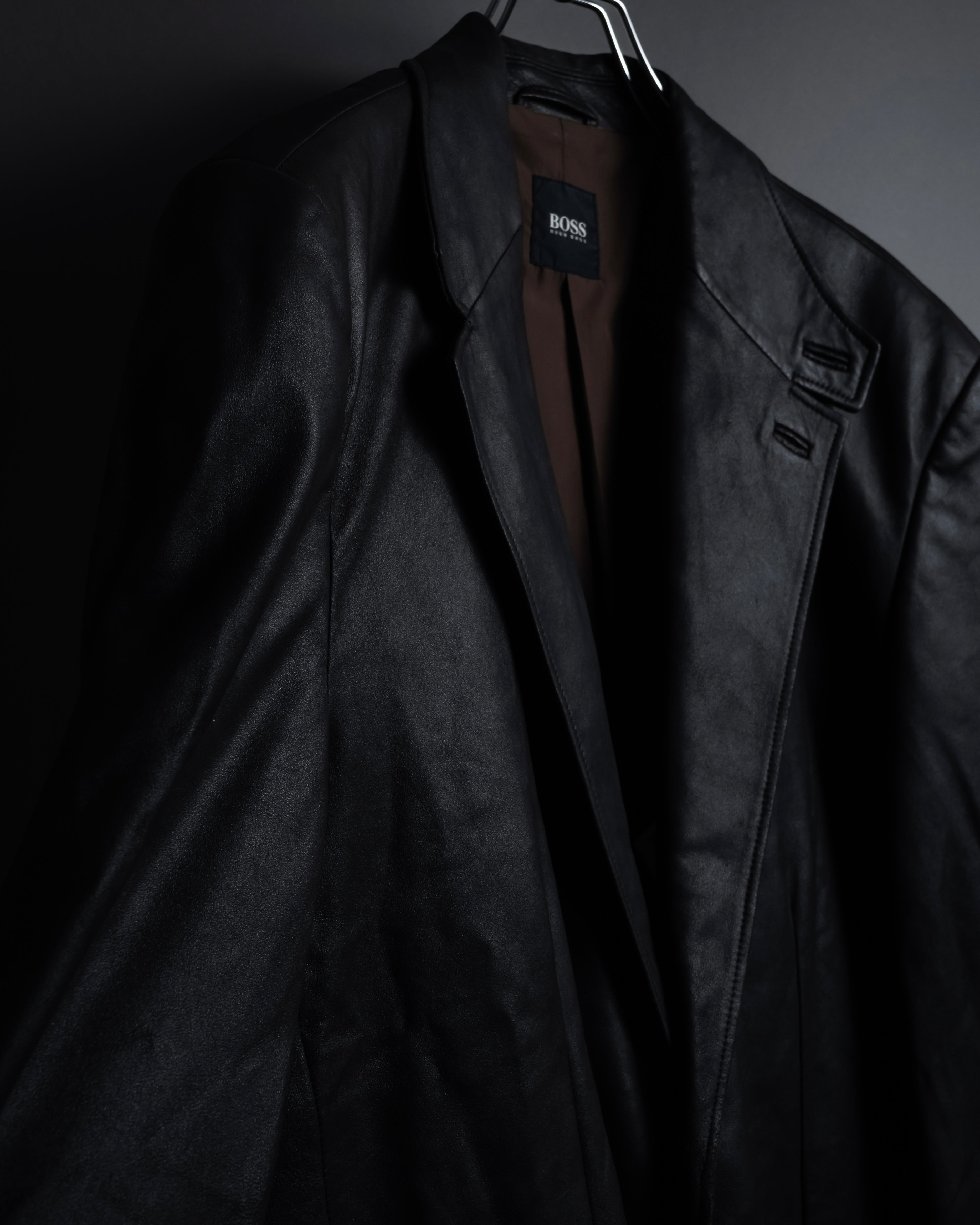 "HUGO BOSS" Oversized calf leather tailored jacket
