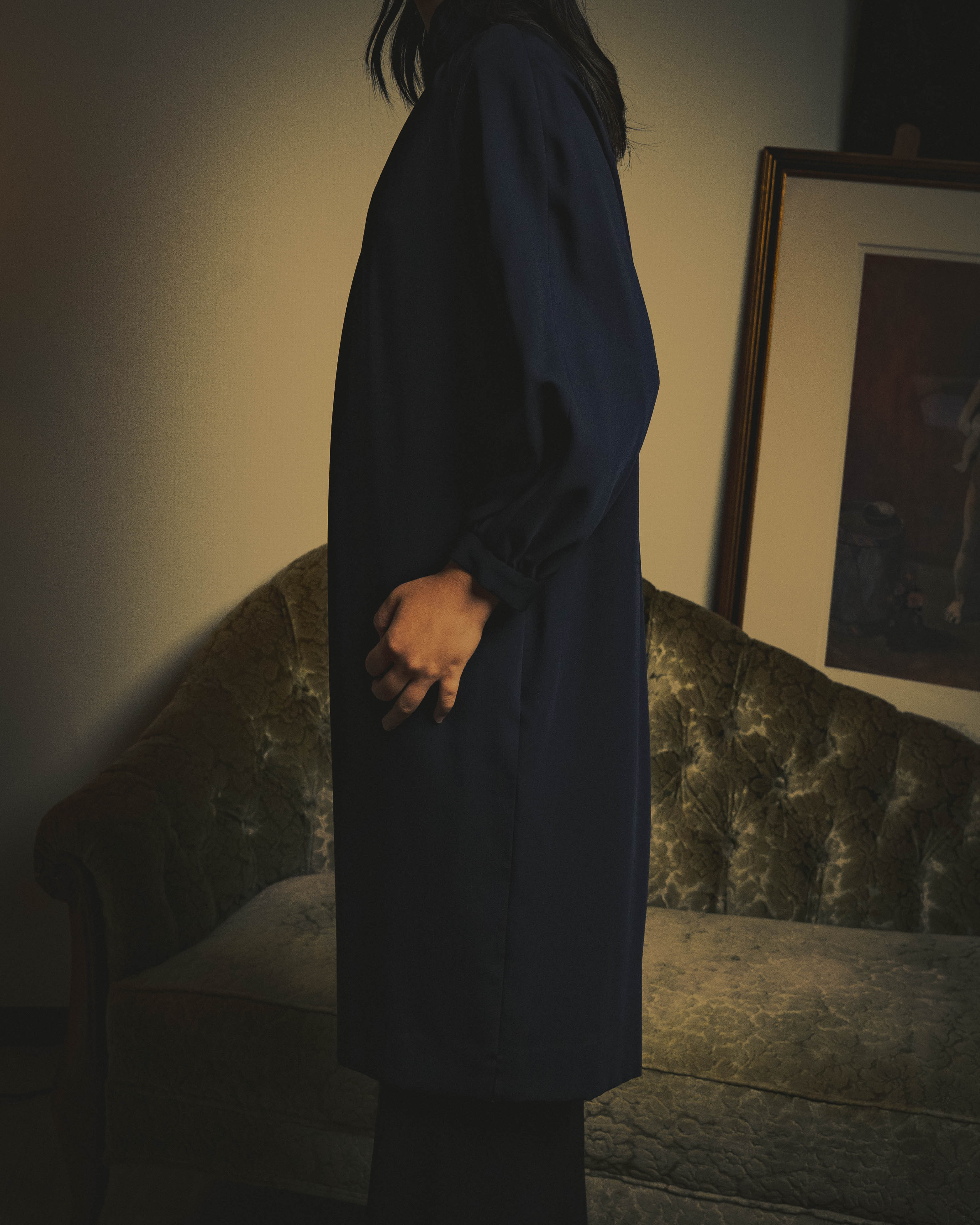–SPECIAL– "Christian Dior" 80's-90's Sculptural high-neck long dress