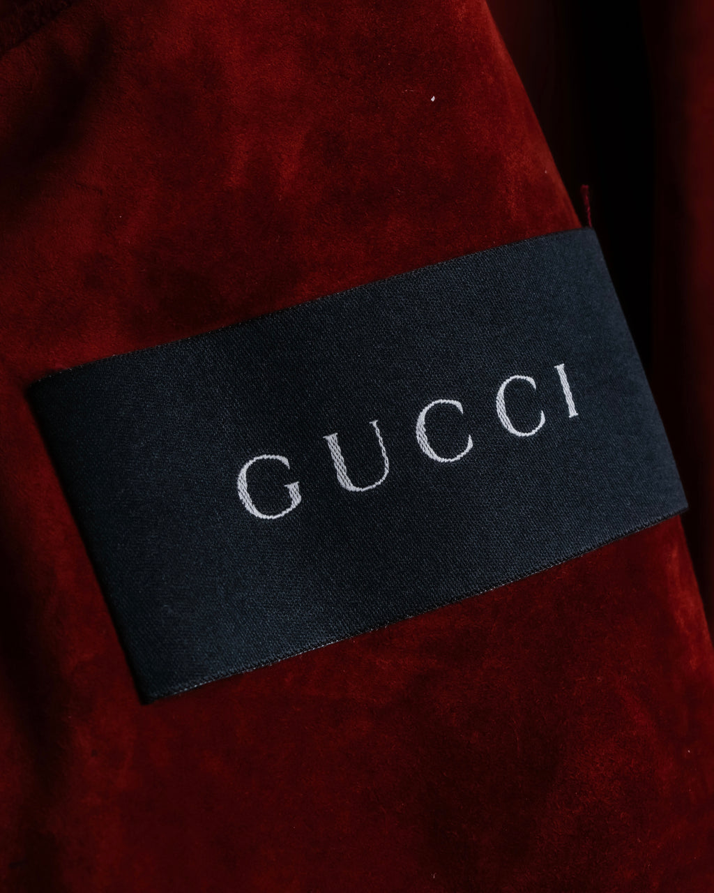 "GUCCI" 1990’s Tom Ford period deep red color suede long trench coat