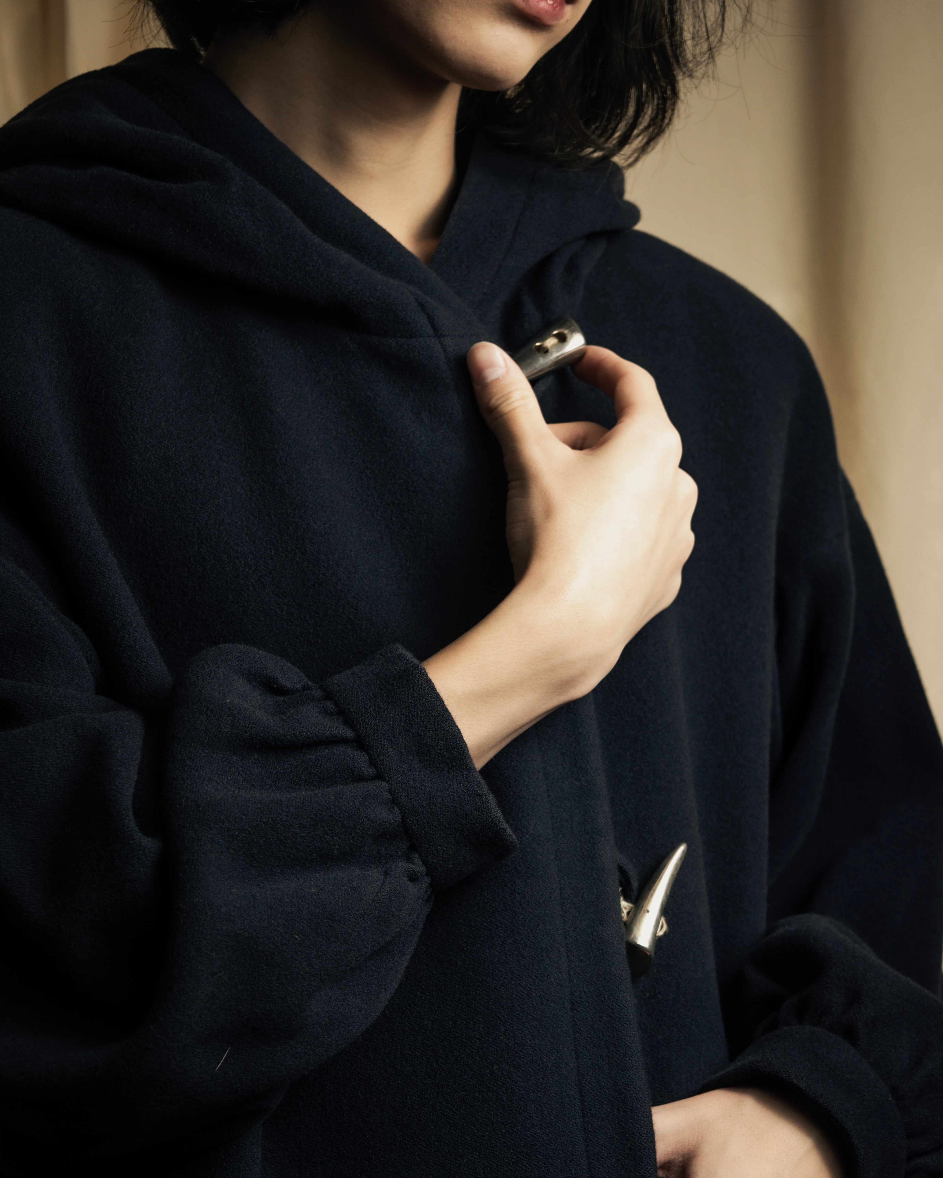 "YVES SAINT LAURENT" Metal toggle design melton wool duffel coat