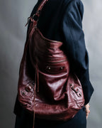 “BALENCIAGA” The Day leather one shoulder bag (burgundy)