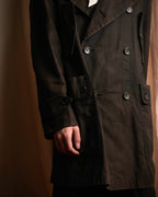 "BURBERRY" Subdued tone military detail mid-length trench coat