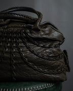 "FALORNI" Braided leather dome boston bag