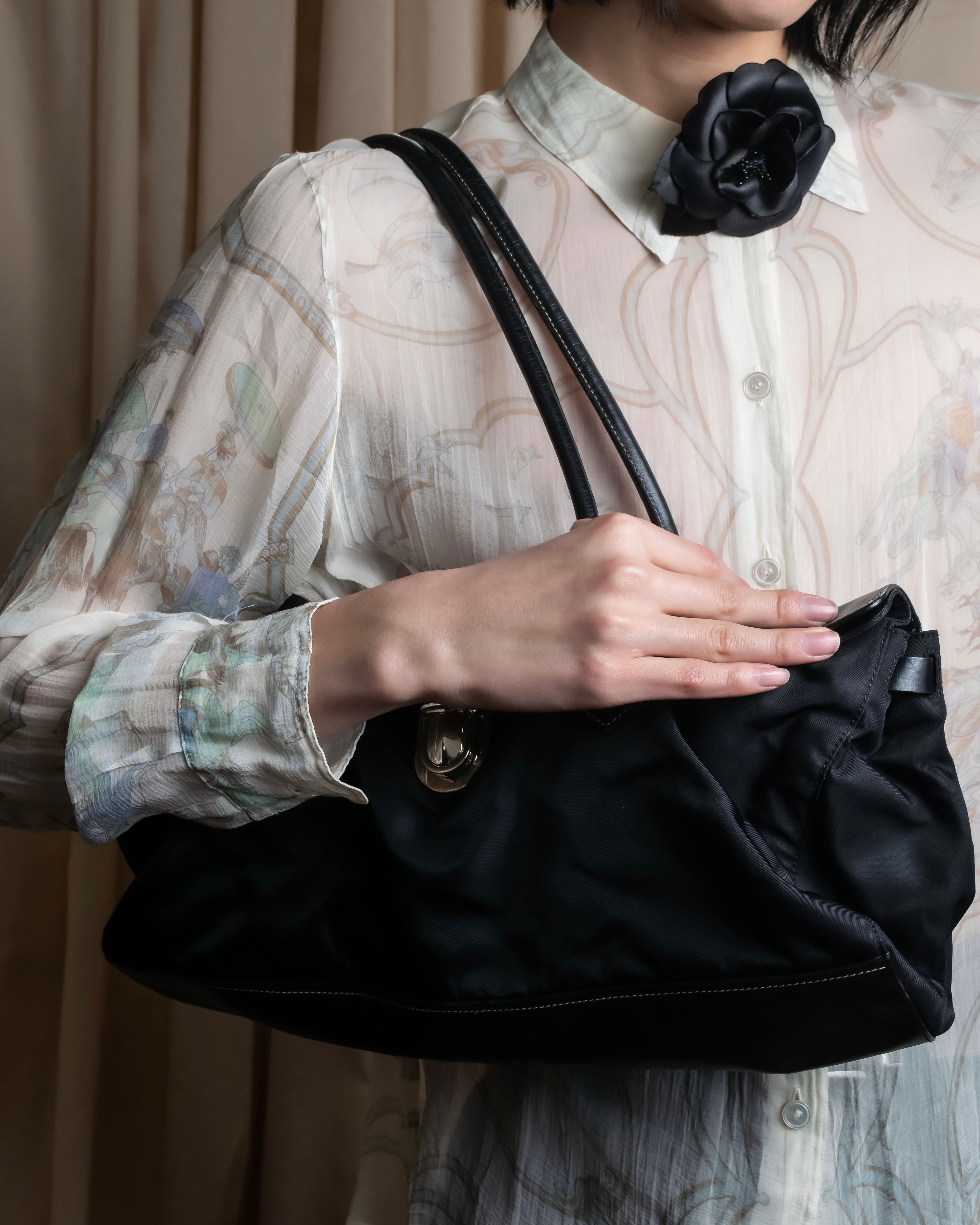 "PRADA" Nylon leather combination one shoulder bag