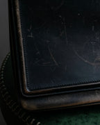"PRADA" Aged metal parts design leather hand bag