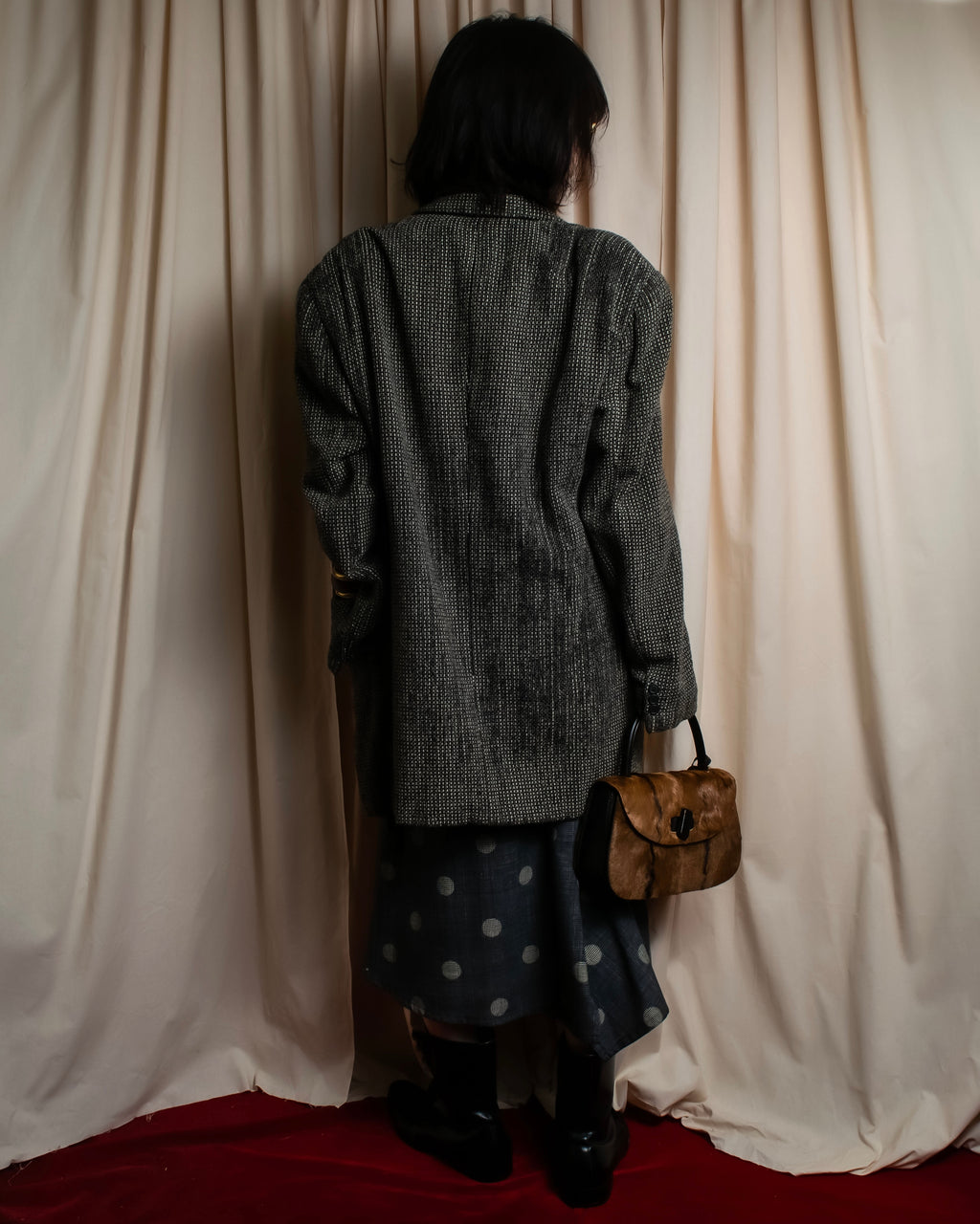 "GIORGIO ARMANI" Greige mix checkered pattern tailored jacket