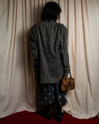 "GIORGIO ARMANI" Greige mix checkered pattern tailored jacket