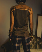 -SPECIAL- “Dries Van Noten” 20’s Sheer brown tailored long sleeve shirt