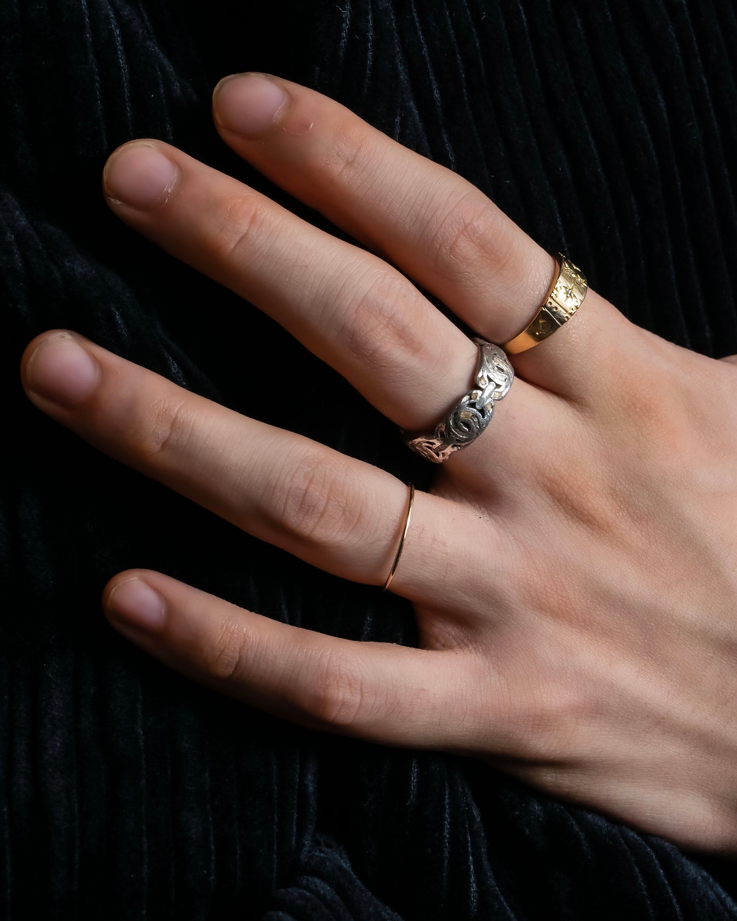 "CHANEL" Coco mark motif beige parts silver ring