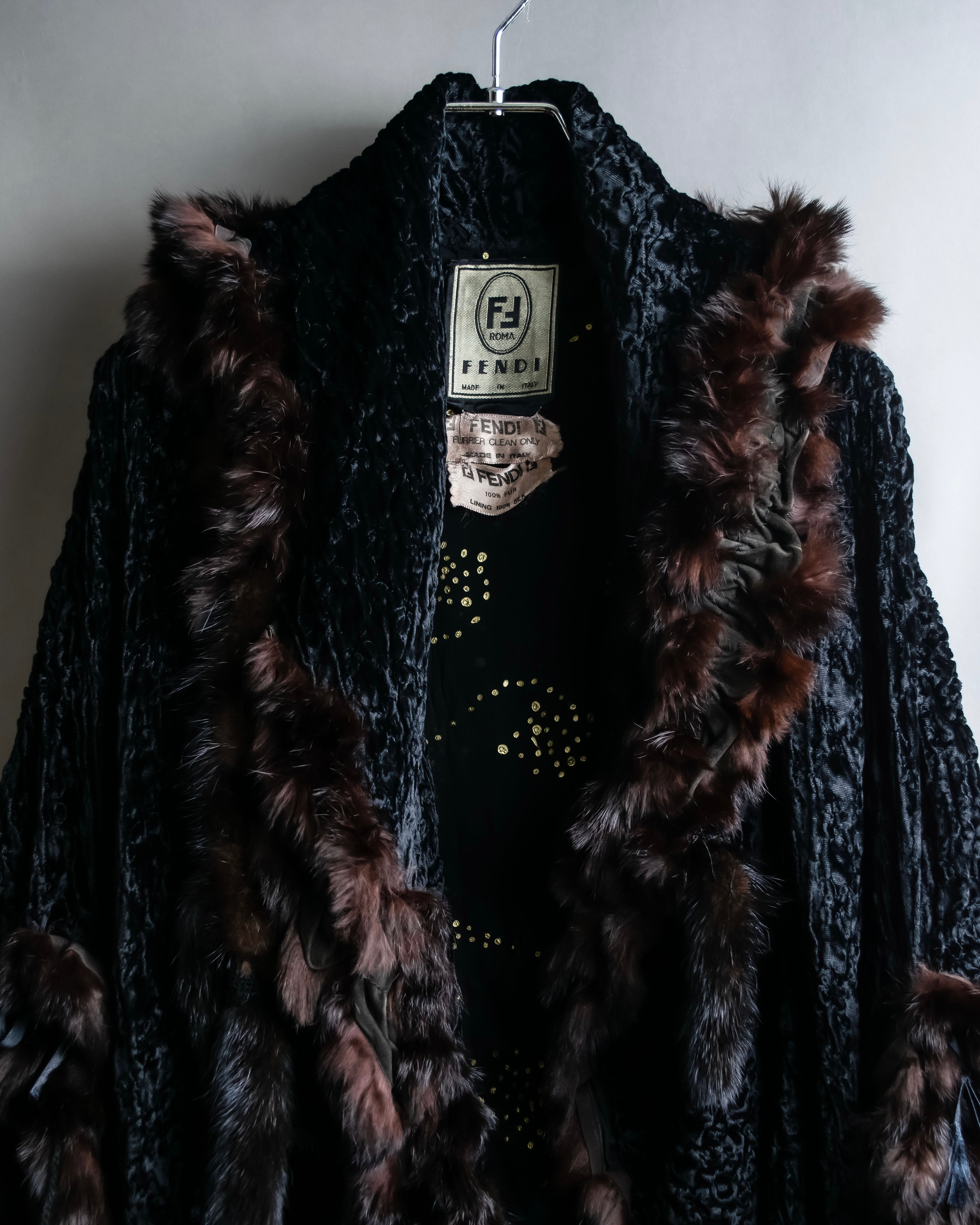 "FENDI" 1970's oversized astrakhan fur coat