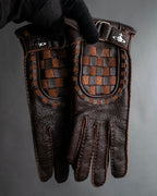 "Vivienne Westwood" Orb design checker panel pattern leather gloves