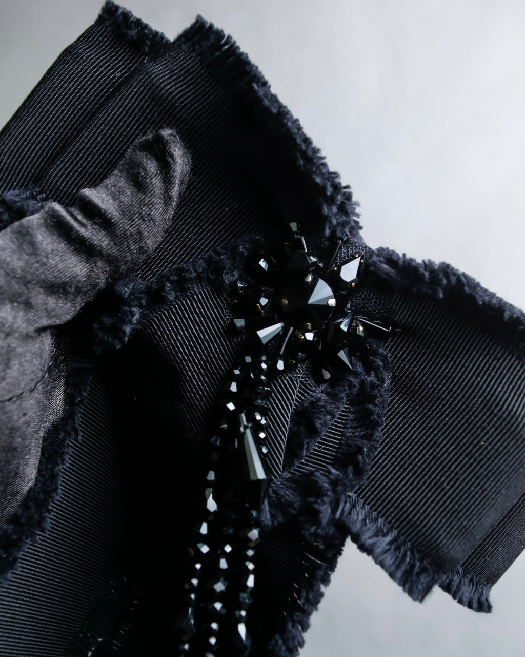 "GUCCI" Black bejeweled grosgrain ribbon