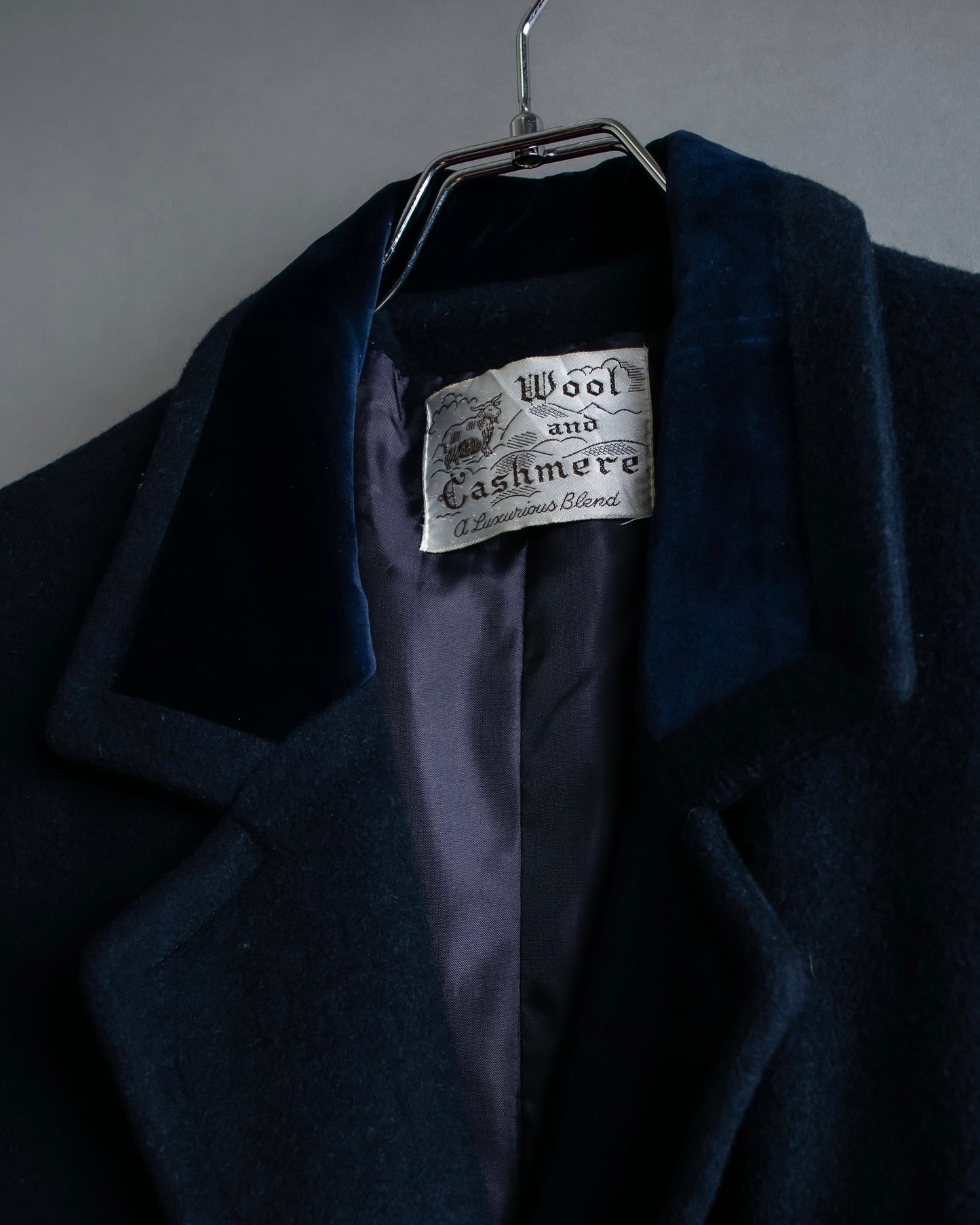 "Vintage double breasted velour trimmed chester coat"