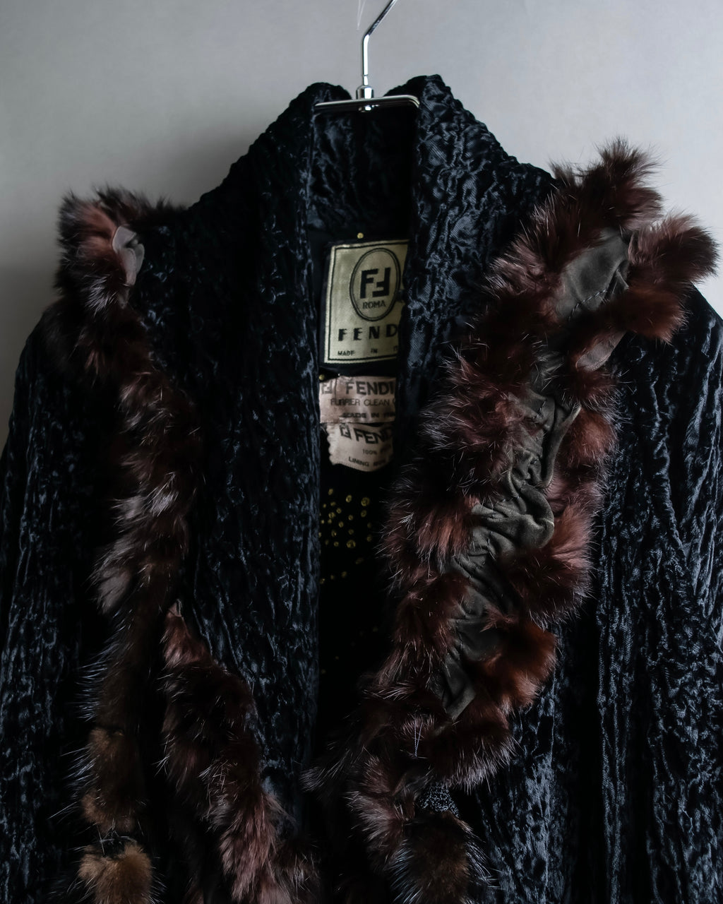 "FENDI" 1970's oversized astrakhan fur coat