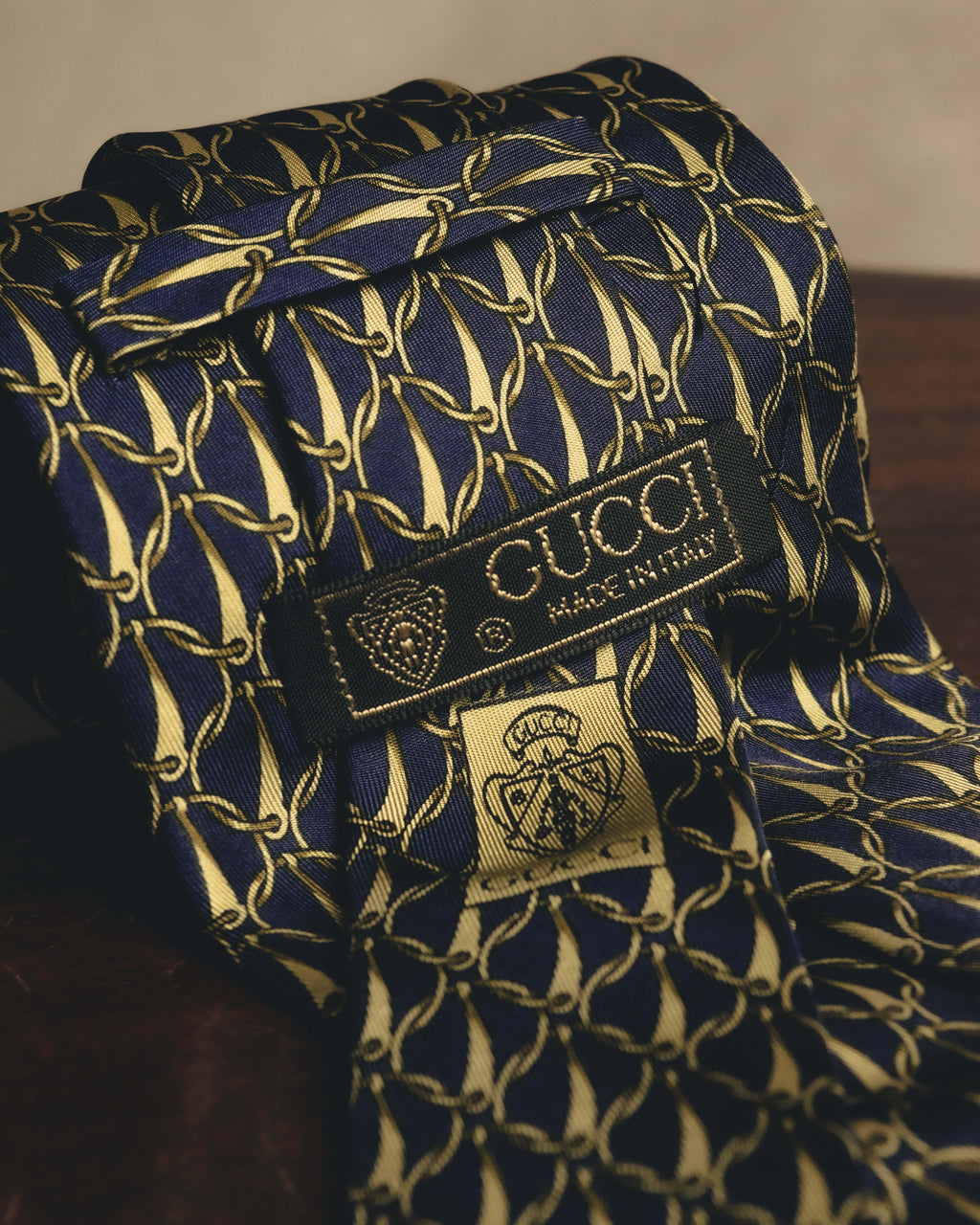 "GUCCI" 80's Nautical patterned silk necktie