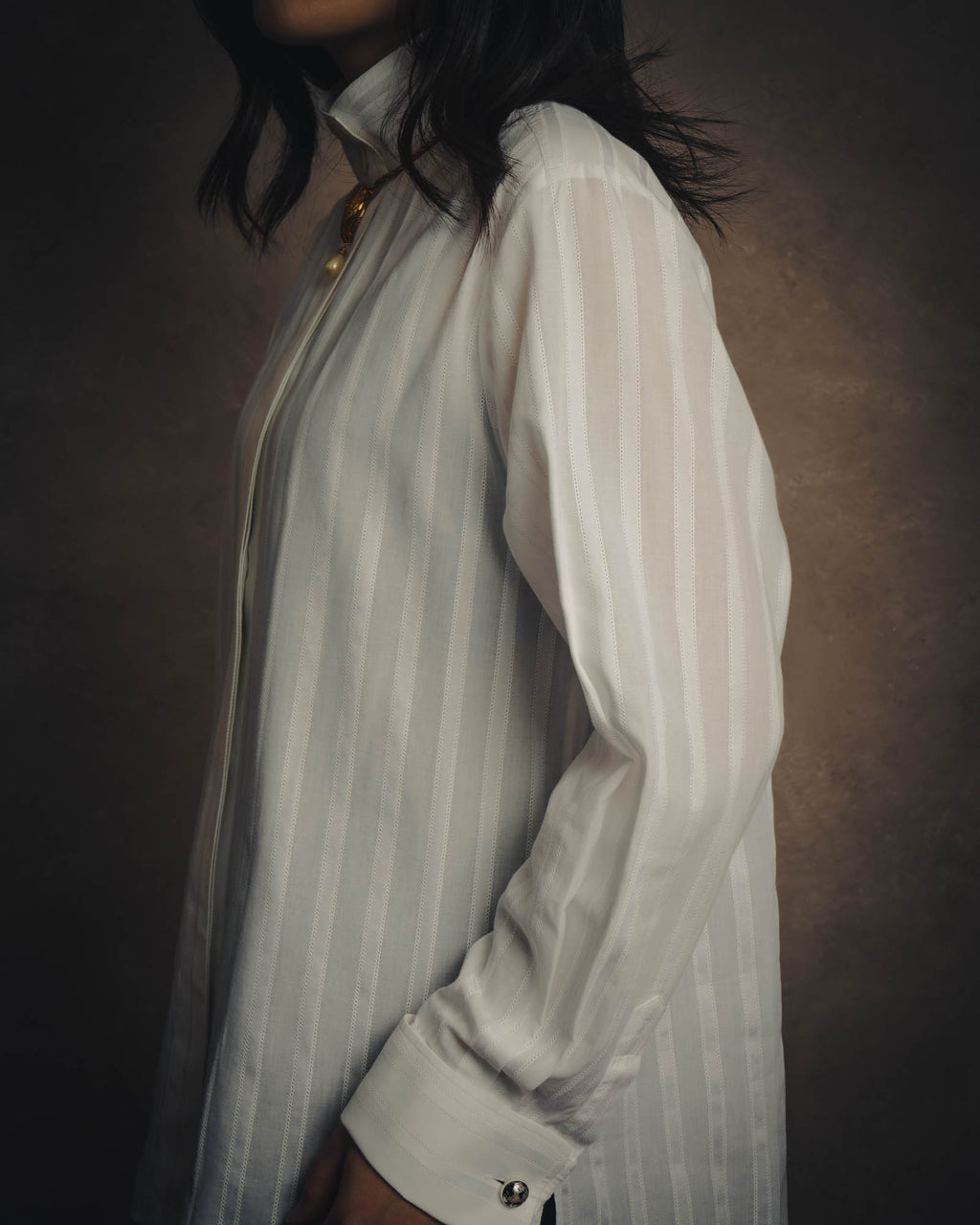 -SPECIAL- “CHANEL” 08 Cruise Collection Sheer cotton stand collar shirt