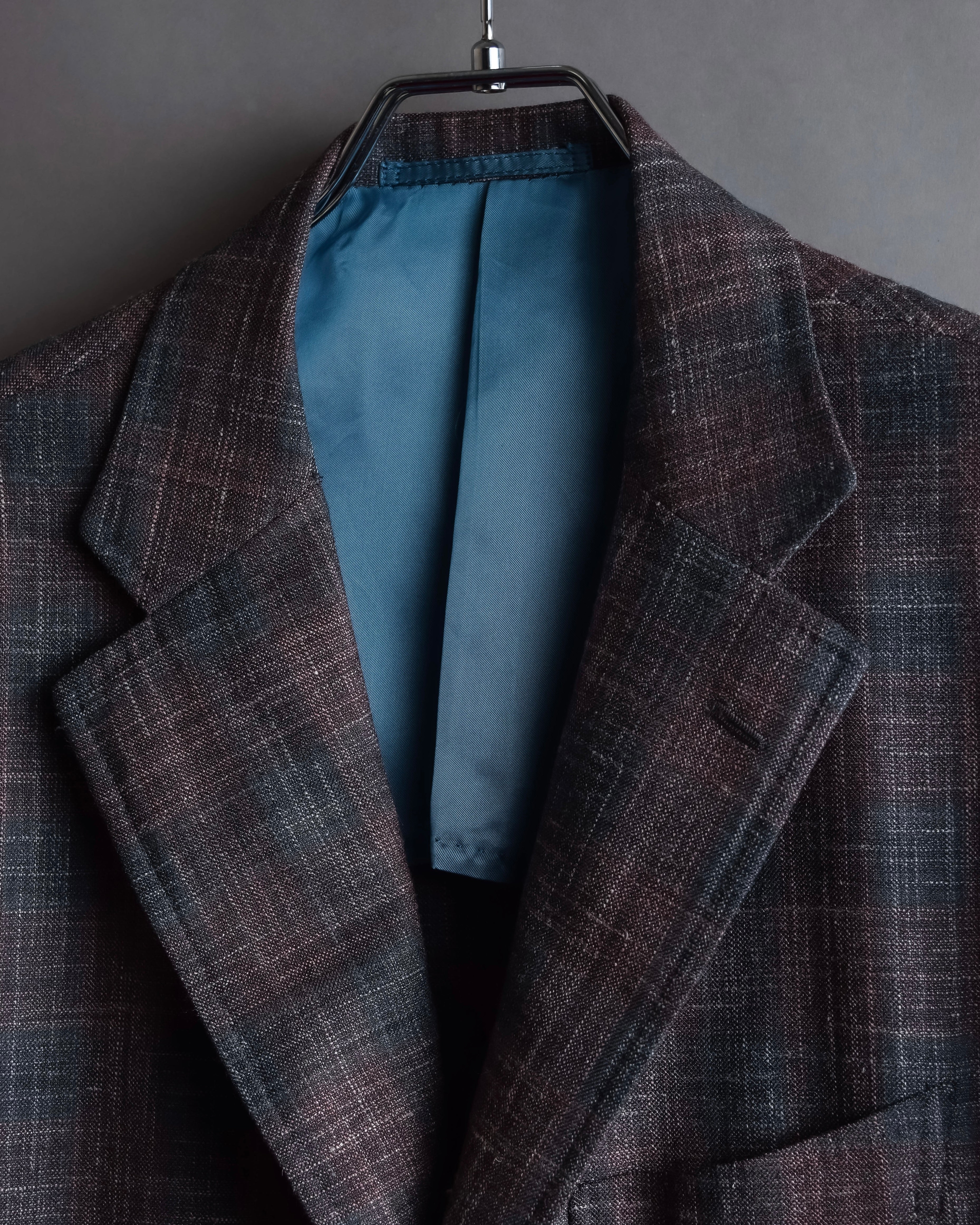 "Tex Teq" Gradient check pattern tailored jacket