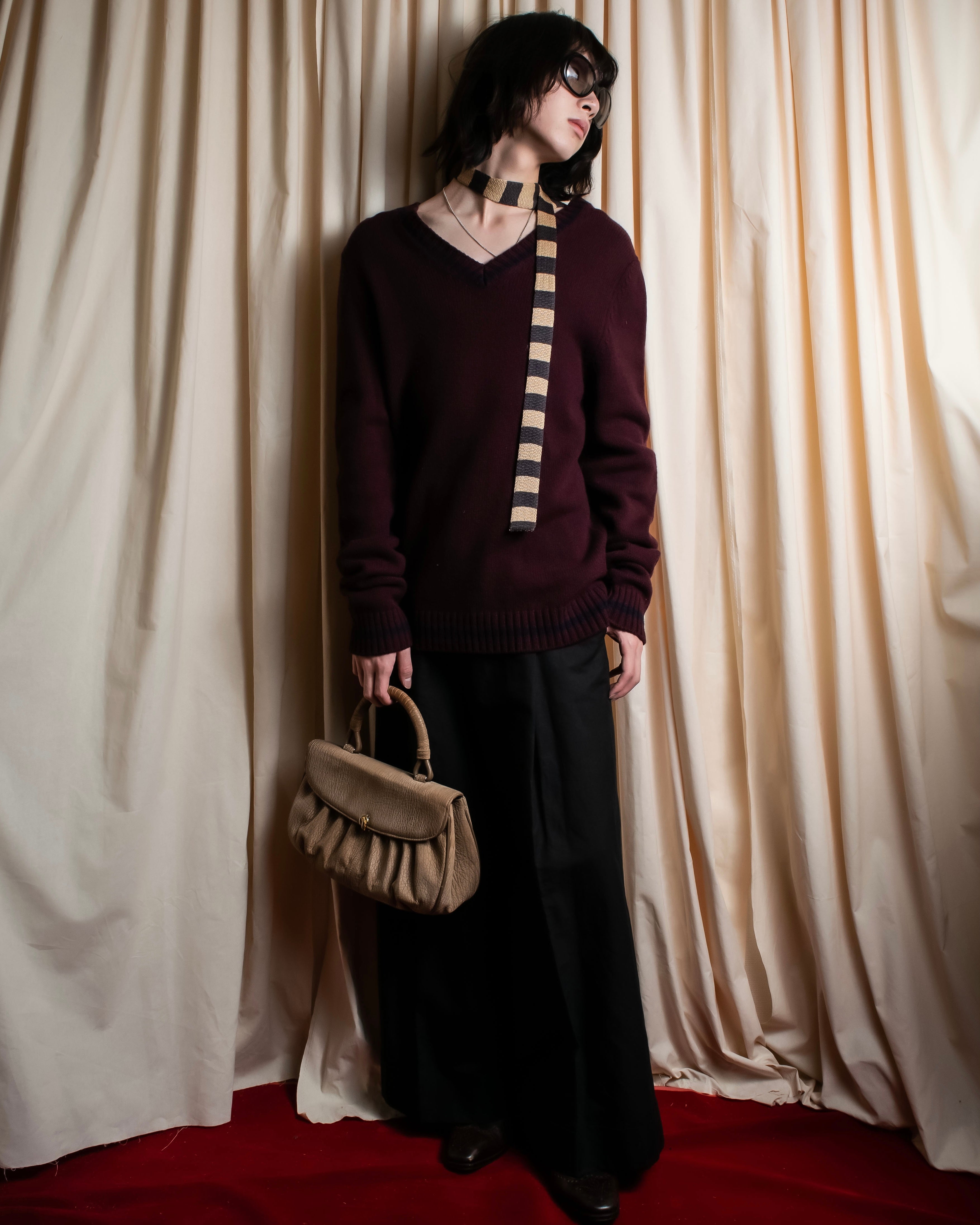 "COMME des GARCONS HOMME"
Regimental stripe square cut knit tie