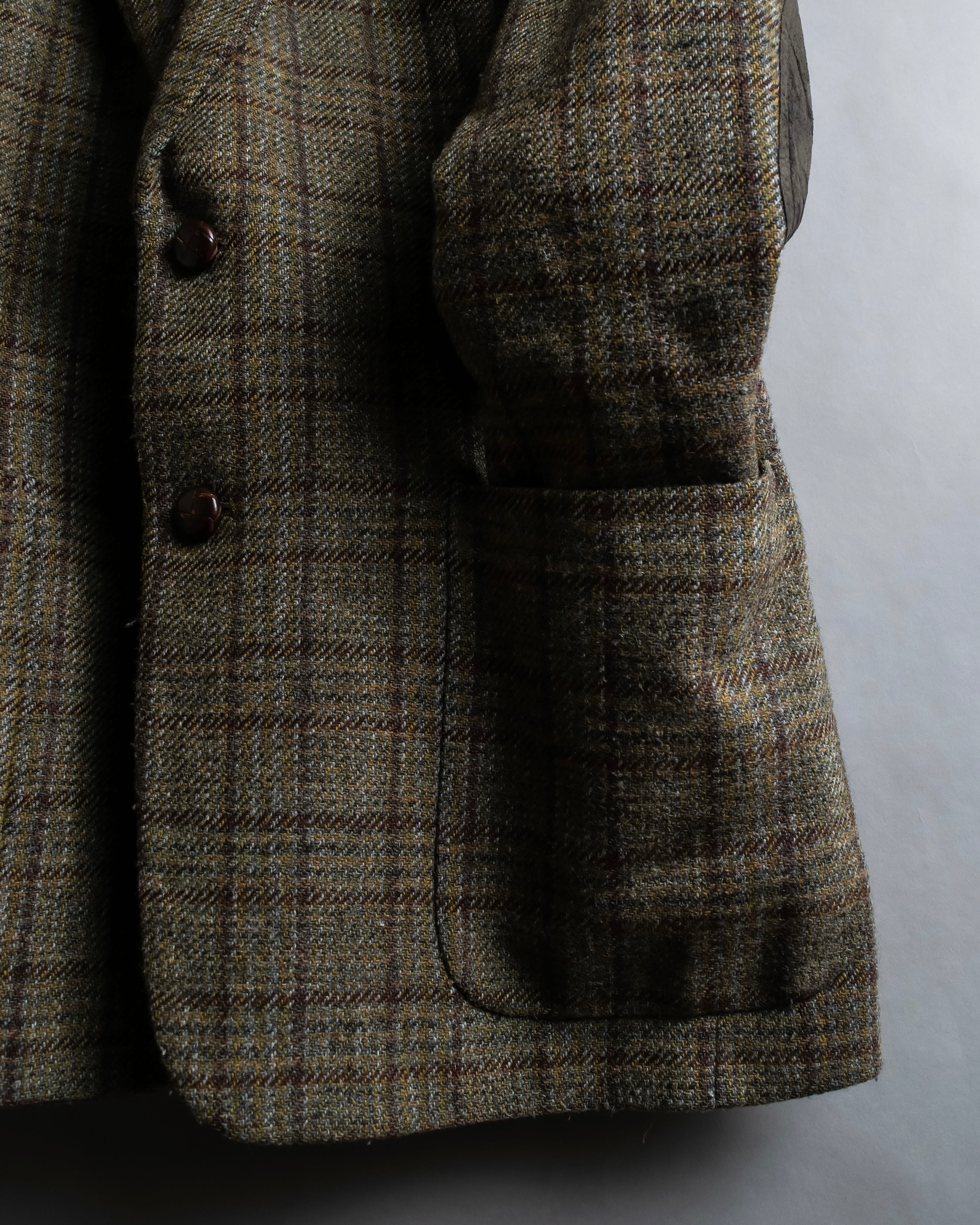 "BURBERRYS" Elbow patch design gun club check tweed jacket