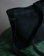 "HERMES" Tout en Douceur black suede panel line shoulder bag