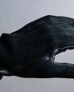 "HERMES" Leather switching design inner brushed feel gloves