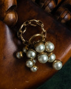"Christian Dior" Pearl charm top chain link arm ring