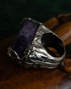 "Yves Saint Laurent Rive Gauche"
Raw amethyst sculpture silver ring