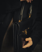 -SPECIAL- “HERMÈS” 60’s-70’s Palonnier black leather structured shoulder bag