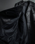 "COACH" Double-breasted panel work design leather coat