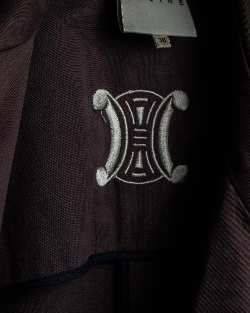 "CELINE" Triomphe button design in plum brown color
 trench coat