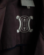 "CELINE" Triomphe button design in plum brown color
 trench coat