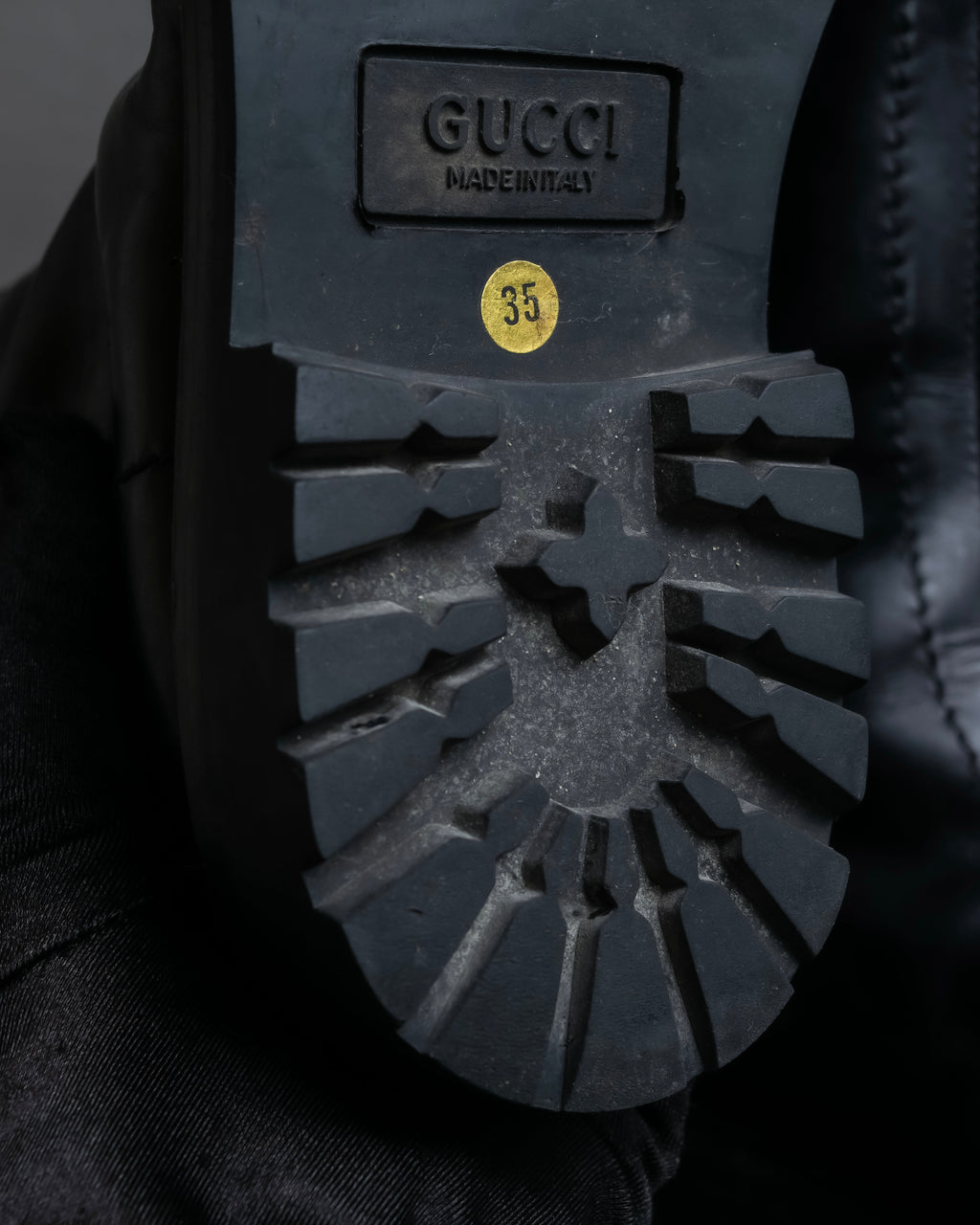 "GUCCI" Front zip design lace-up leather uncle boots