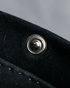 "HERMES" Tout en Douceur black suede panel line shoulder bag