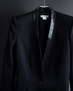 "HELMUT LANG" Leather lapel design, glossy jacket