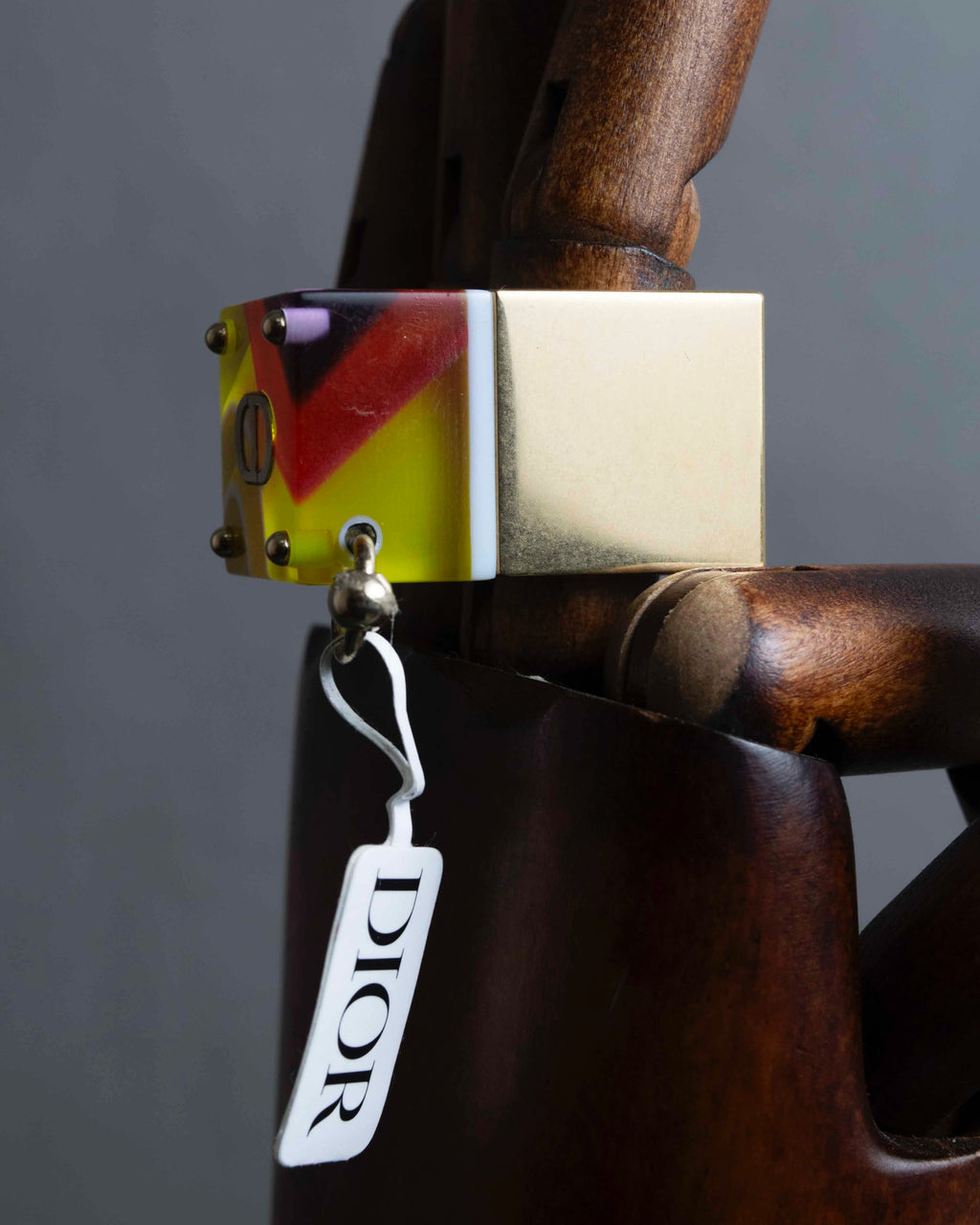 "Dior" Resin abstract pattern top gold ring