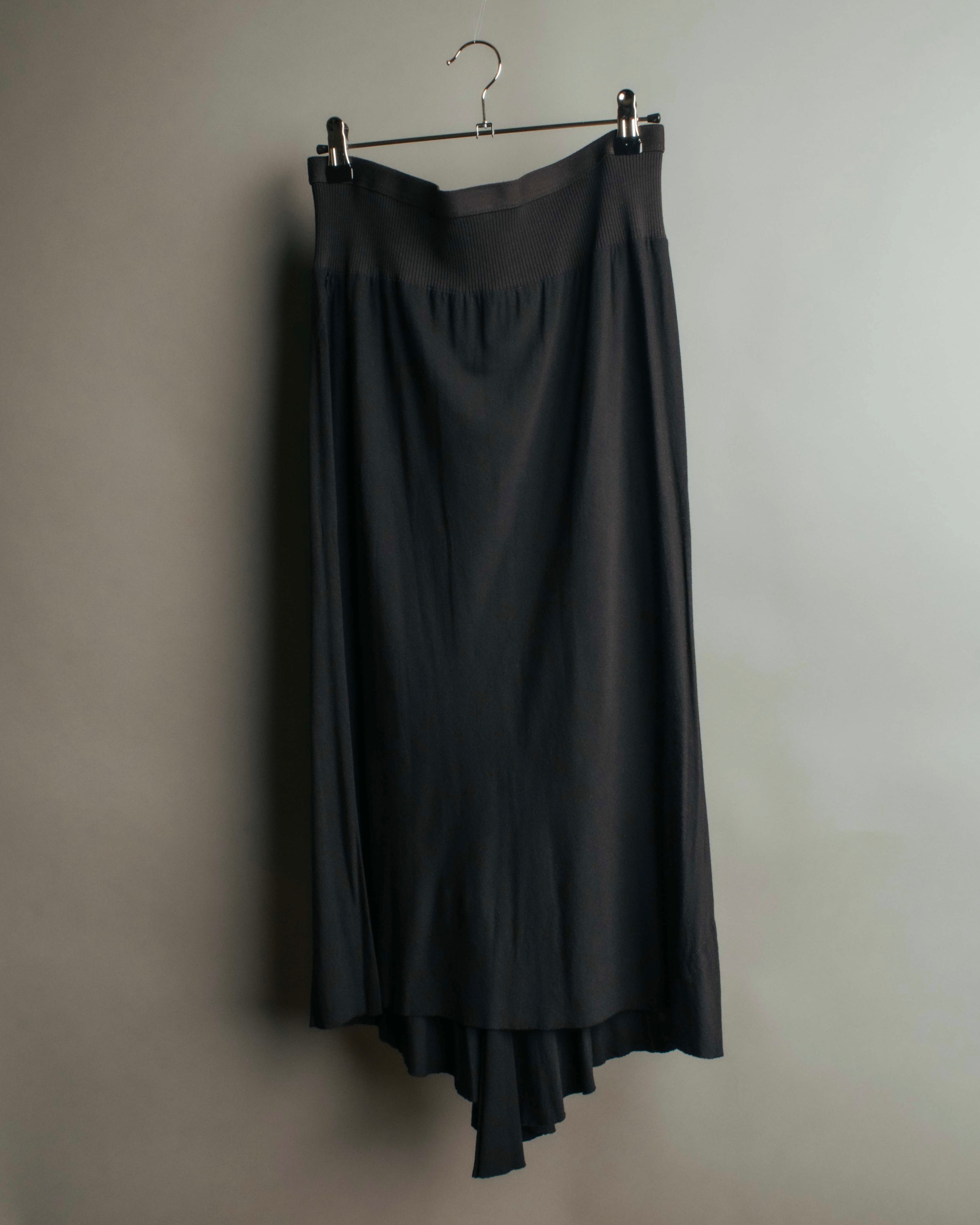 "Rick Owens Lilies" 10's-12's Vintage asymmetrical drape jersey midi skirt