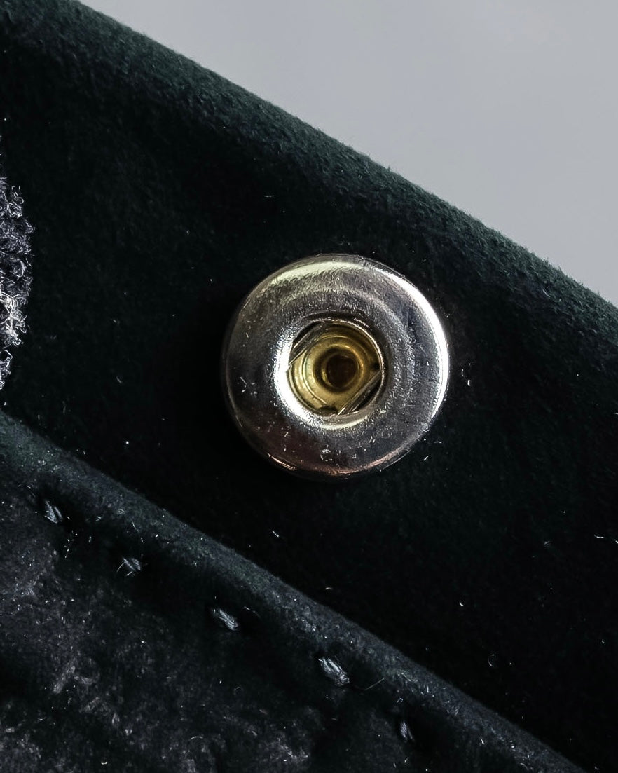 "HERMES" Tout en Douceur black suede panel line shoulder bag